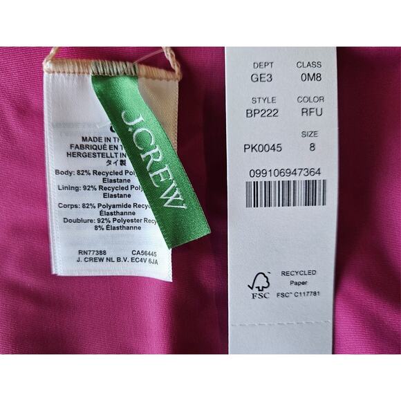 J. Crew Women's 8 Swimsuit 1 Piece V-Neck Ruffled Ruched Radiant Fuchsia NEW NWT - Picture 5 of 8